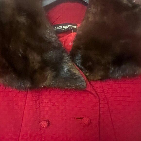 Vintage 1960s riche red coat Mink fur - Picture 3 of 14